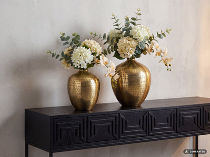 Tafelvaas 2-delige set Aluminium Goud - Decoratieve vaas rond