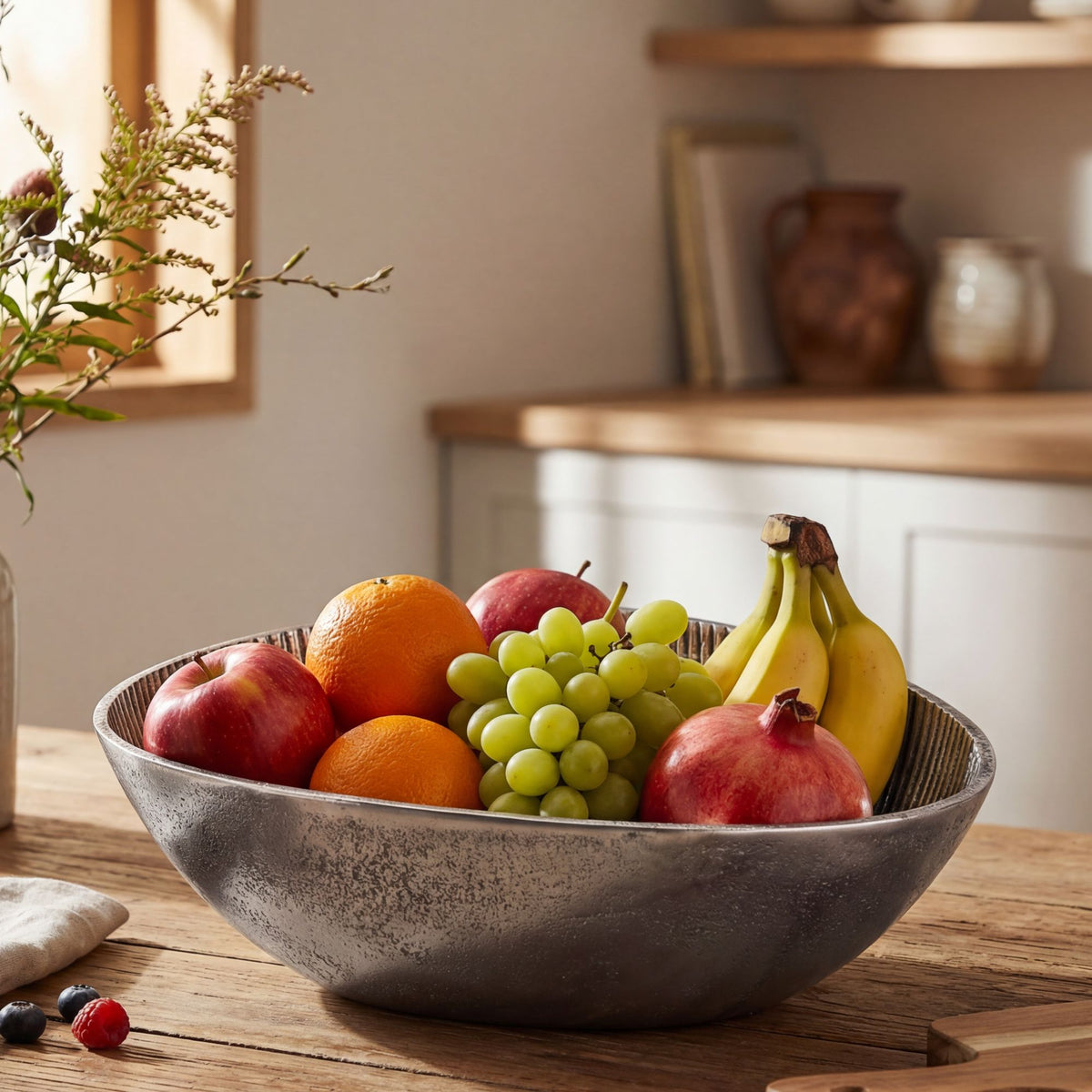 Fruitschaal Zilver Schaal Metaal 30cm Tafeldecoratie Ovaal