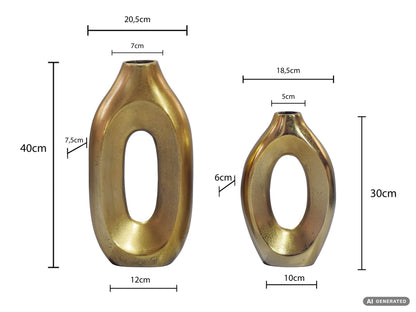Decoratieve Vaas Set van 2 Metaal Goud - Design Bloemenvaas Groot