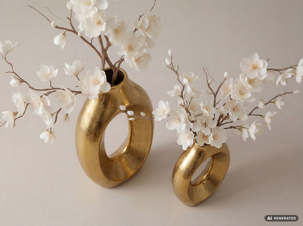 Decoratieve Vaas Set van 2 Metaal Goud - Design Bloemenvaas Groot