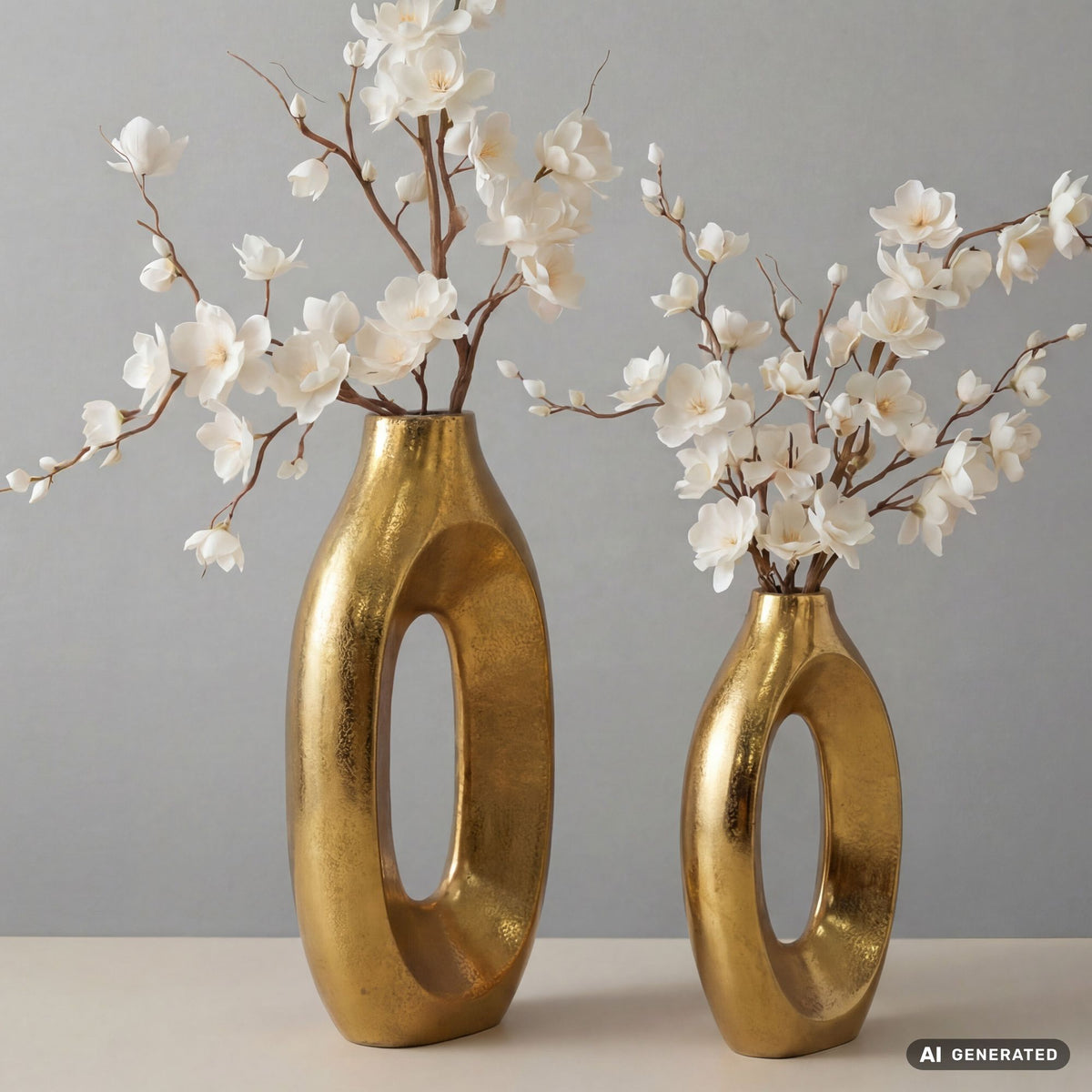 Decoratieve Vaas Set van 2 Metaal Goud - Design Bloemenvaas Groot