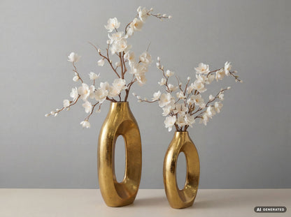 Decoratieve Vaas Set van 2 Metaal Goud - Design Bloemenvaas Groot