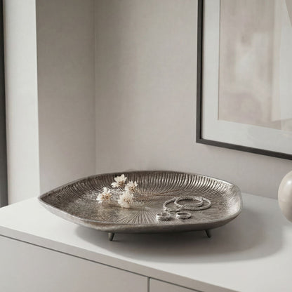 Decoratieve schaal Zilver Aluminium 40cm Organisch - Design Staande decoratie Metaal