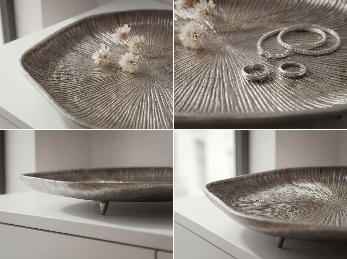 Decoratieve schaal Zilver Aluminium 40cm Organisch - Design Staande decoratie Metaal