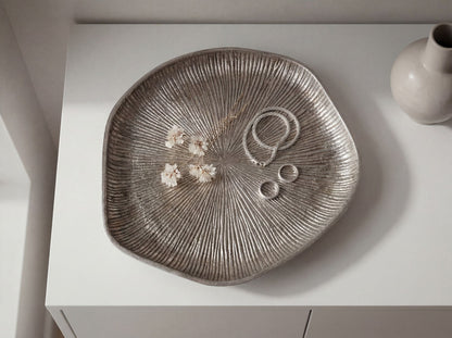 Decoratieve schaal Zilver Aluminium 40cm Organisch - Design Staande decoratie Metaal