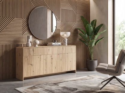 Sideboard Eiken Decor 155cm - Ladekast met 3 Deuren en 3 Laden
