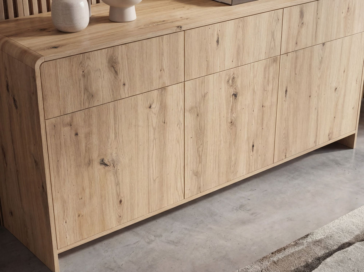 Sideboard Eiken Decor 155cm - Ladekast met 3 Deuren en 3 Laden