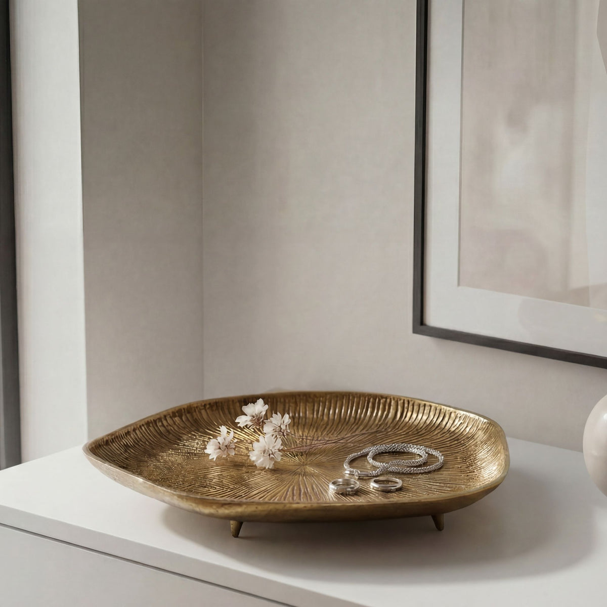 Decoratieve schaal Goud Aluminium 40cm Organisch - Design Staande decoratie Metaal