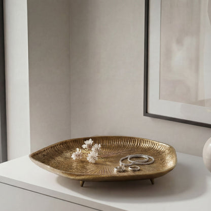 Decoratieve schaal Goud Aluminium 40cm Organisch - Design Staande decoratie Metaal
