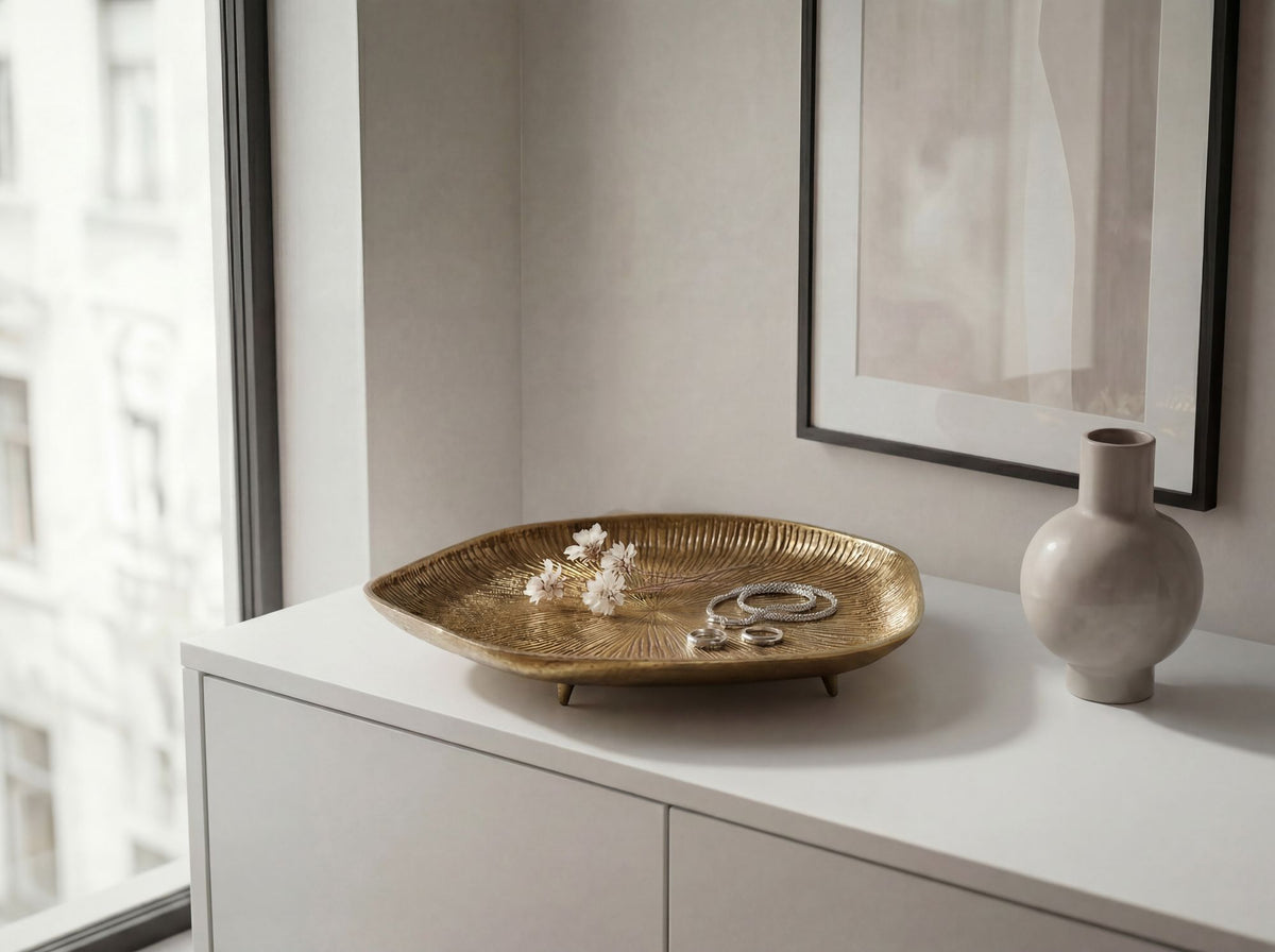 Decoratieve schaal Goud Aluminium 40cm Organisch - Design Staande decoratie Metaal