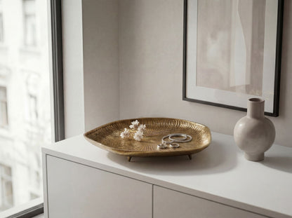 Decoratieve schaal Goud Aluminium 40cm Organisch - Design Staande decoratie Metaal