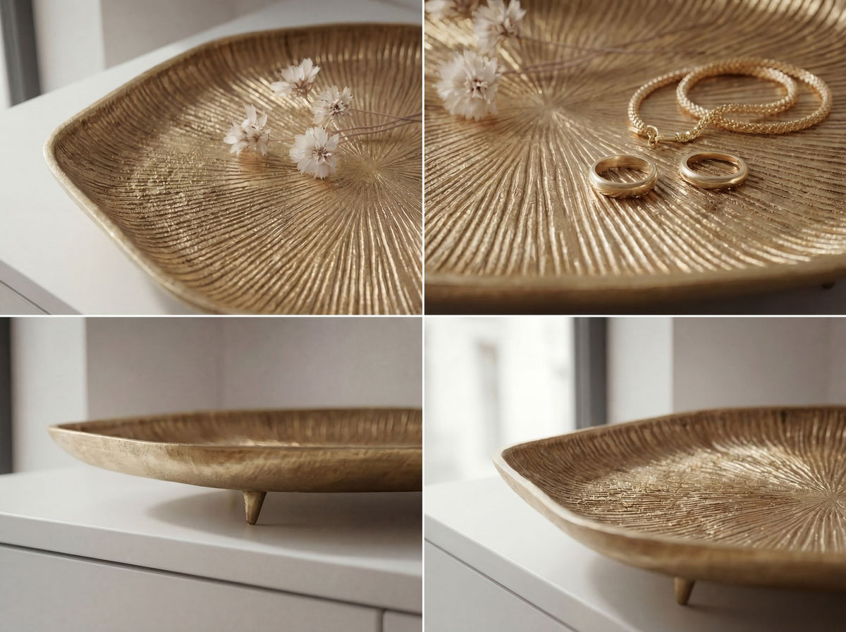 Decoratieve schaal Goud Aluminium 40cm Organisch - Design Staande decoratie Metaal