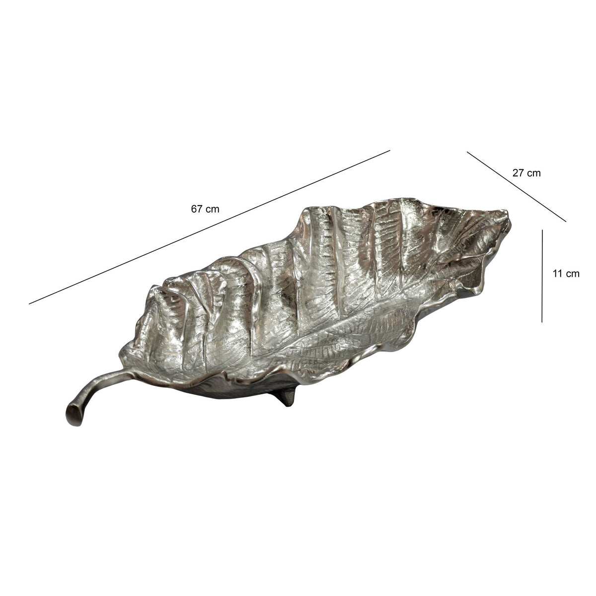 Decoratieschaal Blad Aluminium Zilver Schaal 67cm