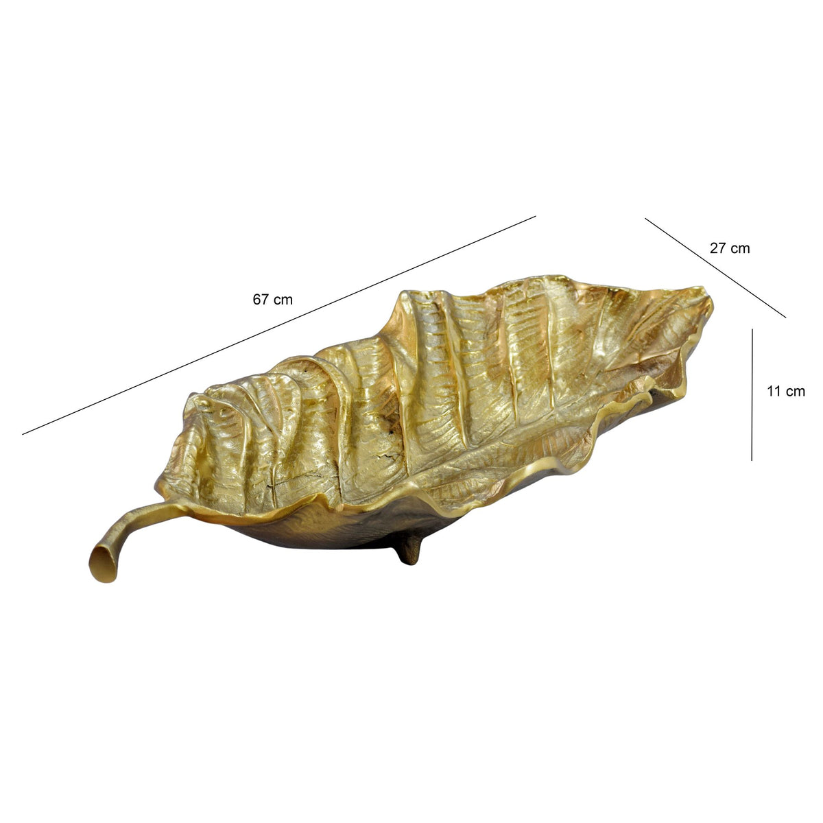 Decoratieve schaal Blad Aluminium Goud Schaal 67cm