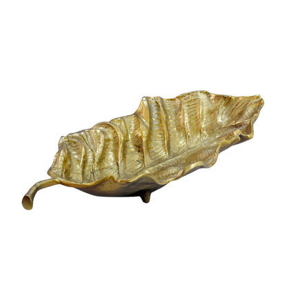 Decoratieve schaal Blad Aluminium Goud Schaal 67cm -