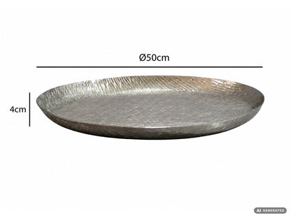 Decoratieschaal Zilver Aluminium 50cm Rond - Design Staandecoratie Metaal