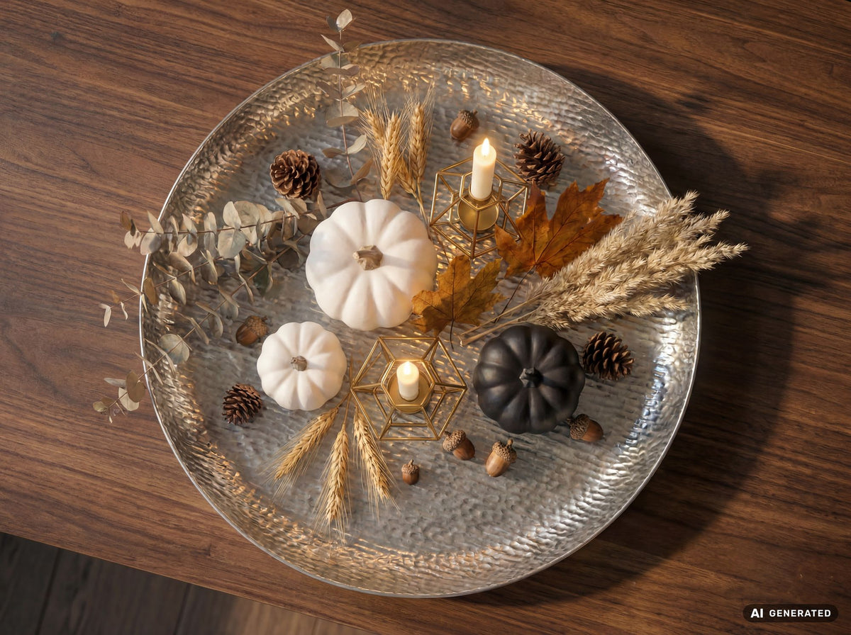 Decoratieschaal Zilver Aluminium 50cm Rond - Design Staandecoratie Metaal