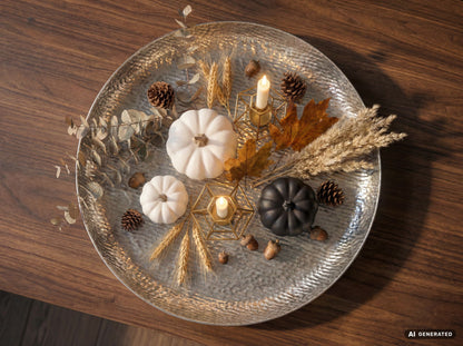 Decoratieschaal Zilver Aluminium 50cm Rond - Design Staandecoratie Metaal