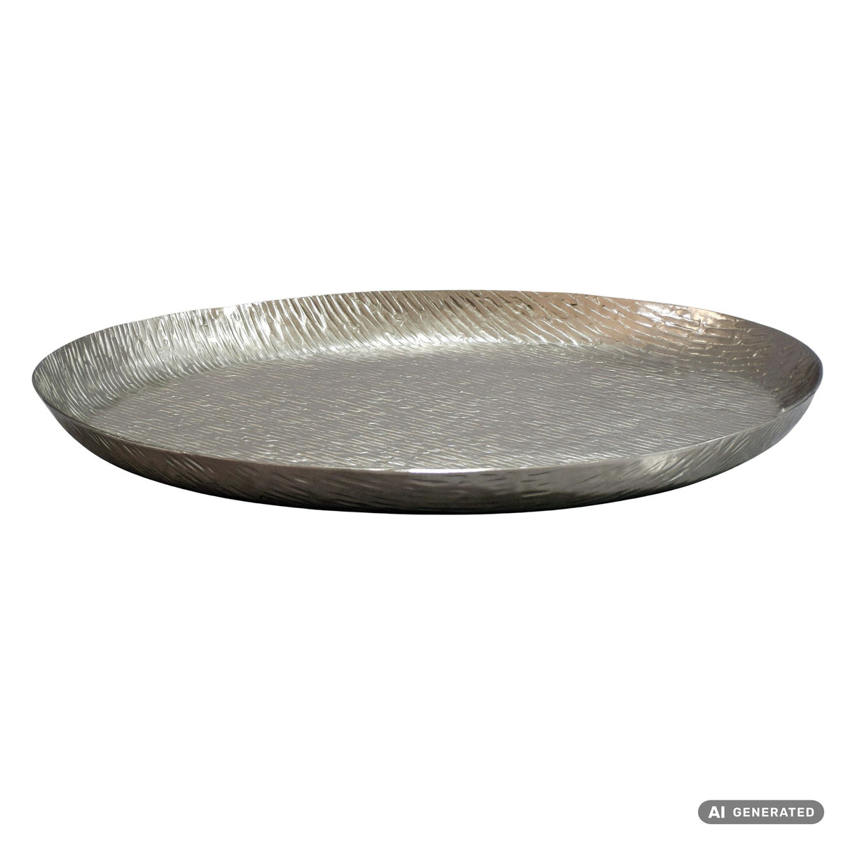 Decoratieschaal Zilver Aluminium 50cm Rond - Design Staandecoratie Metaal