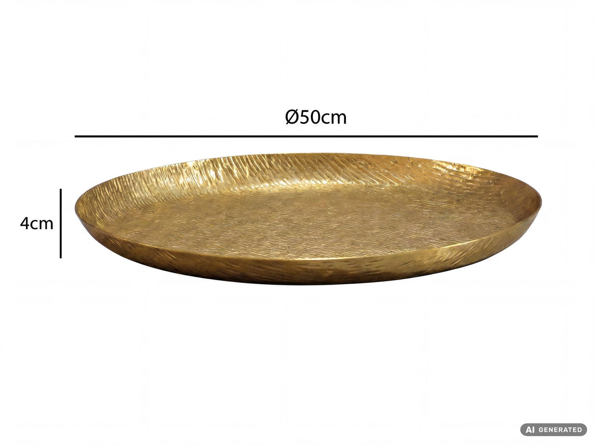 Decoratieve Schaal Goud Aluminium 50cm Rond - Design Staande Decoratie Metaal
