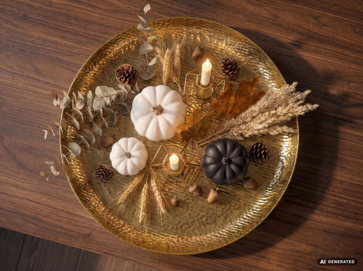 Decoratieve Schaal Goud Aluminium 50cm Rond - Design Staande Decoratie Metaal