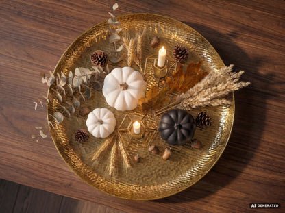 Decoratieve Schaal Goud Aluminium 50cm Rond - Design Staande Decoratie Metaal
