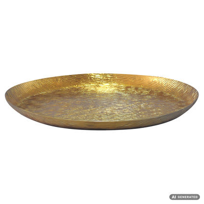 Decoratieve Schaal Goud Aluminium 50cm Rond - Design Staande Decoratie Metaal