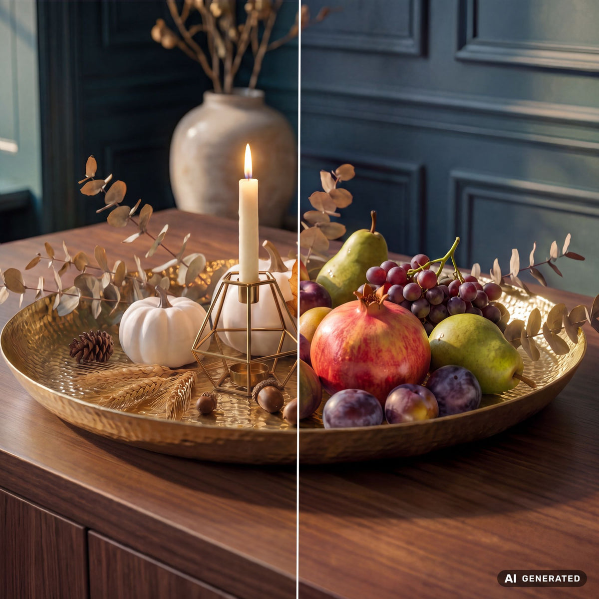 Decoratieve Schaal Goud Aluminium 50cm Rond - Design Staande Decoratie Metaal