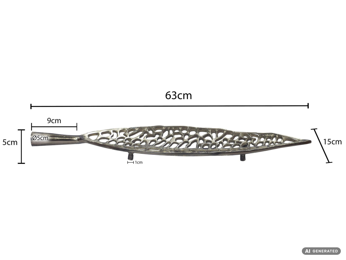 Decoratieve schaal Blad Aluminium Zilver Schaal 63cm