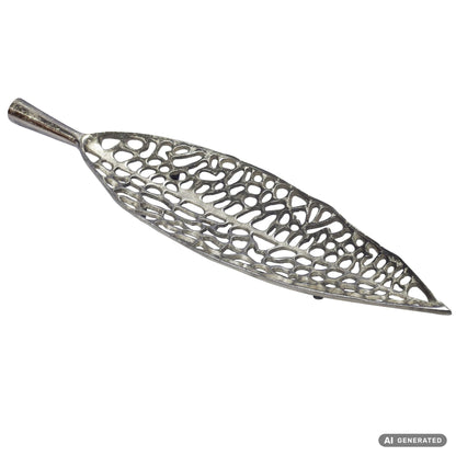 Decoratieve schaal Blad Aluminium Zilver Schaal 63cm