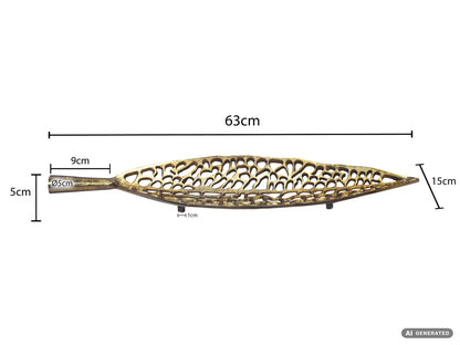 Decoratieve schaal Blad Aluminium Goud Schaal 63cm
