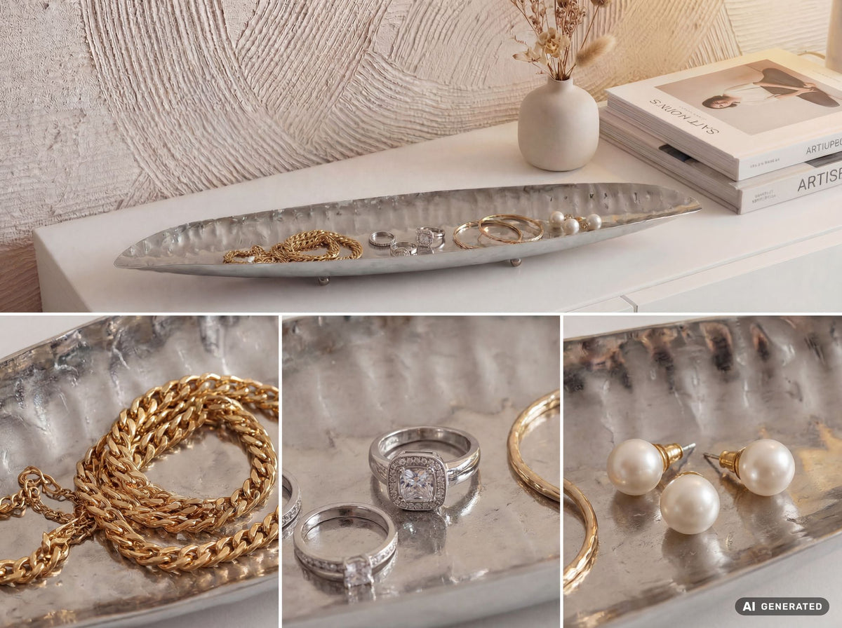 Decoratieve schaal Zilver Ovaal Metaal Schaal 65,5cm - Design Fruitschaal Woonkamer