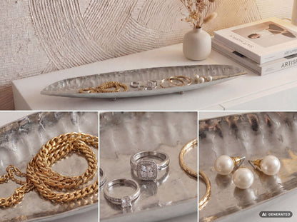 Decoratieve schaal Zilver Ovaal Metaal Schaal 65,5cm - Design Fruitschaal Woonkamer
