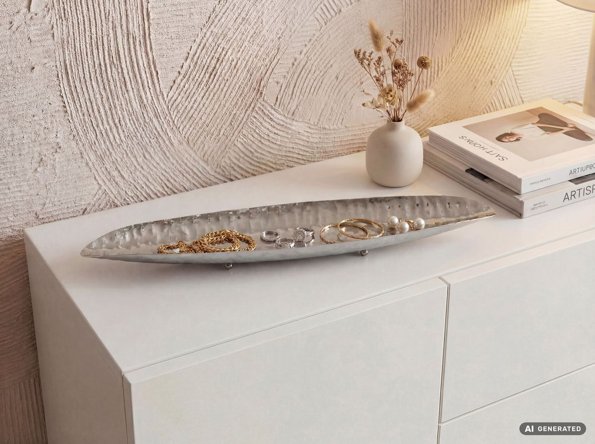 Decoratieve schaal Zilver Ovaal Metaal Schaal 65,5cm - Design Fruitschaal Woonkamer