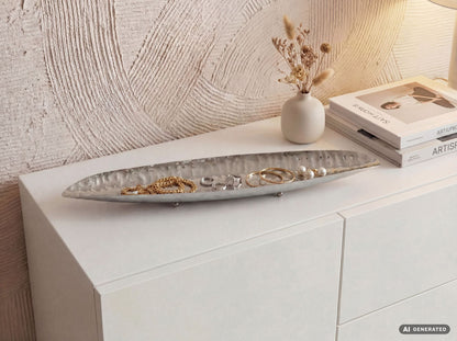 Decoratieve schaal Zilver Ovaal Metaal Schaal 65,5cm - Design Fruitschaal Woonkamer
