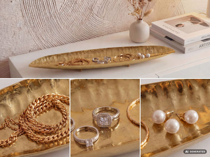 Decoratieve schaal Goud Ovaal Metaal Schaal 65,5cm - Design Fruitschaal Woonkamer