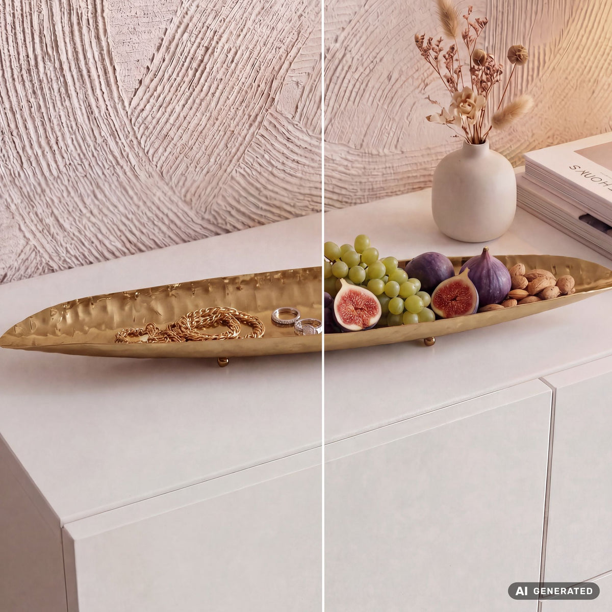 Decoratieve schaal Goud Ovaal Metaal Schaal 65,5cm - Design Fruitschaal Woonkamer