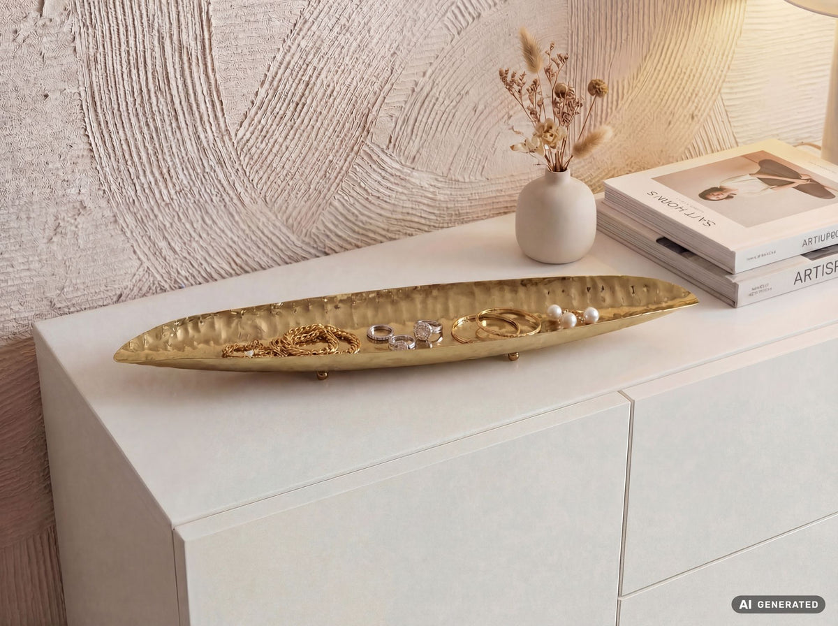 Decoratieve schaal Goud Ovaal Metaal Schaal 65,5cm - Design Fruitschaal Woonkamer