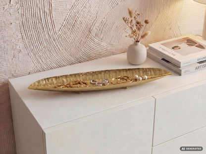 Decoratieve schaal Goud Ovaal Metaal Schaal 65,5cm - Design Fruitschaal Woonkamer