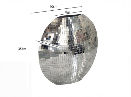 Tafelvaas Metaal 40cm Zilver - Decoratieve vaas Mozaïek rond