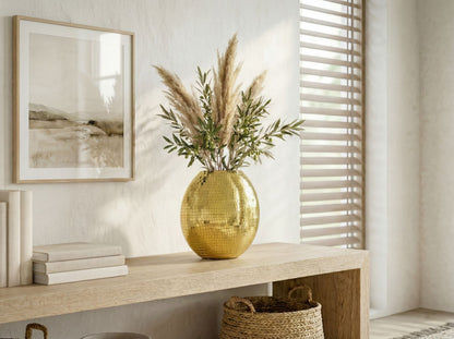 Tafelvaas Metaal 40cm Goud - Decoratieve vaas Mozaïek rond
