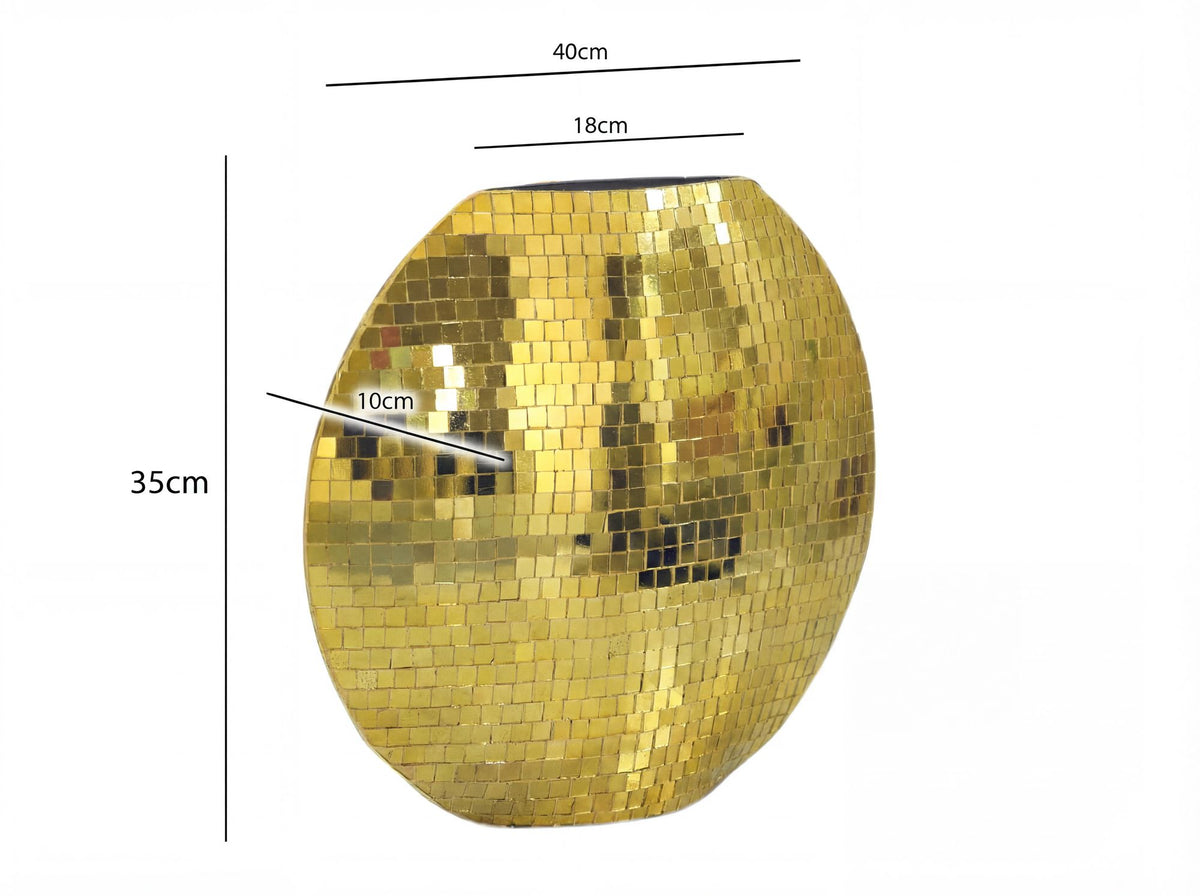Tafelvaas Metaal 40cm Goud - Decoratieve vaas Mozaïek rond