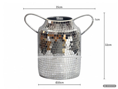 Tafelvaas Aluminium 32cm Zilver - Bloemenvaas met Handvat