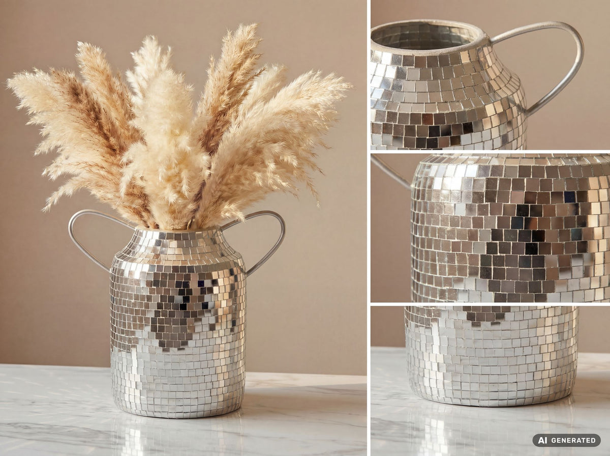 Tafelvaas Aluminium 32cm Zilver - Bloemenvaas met Handvat