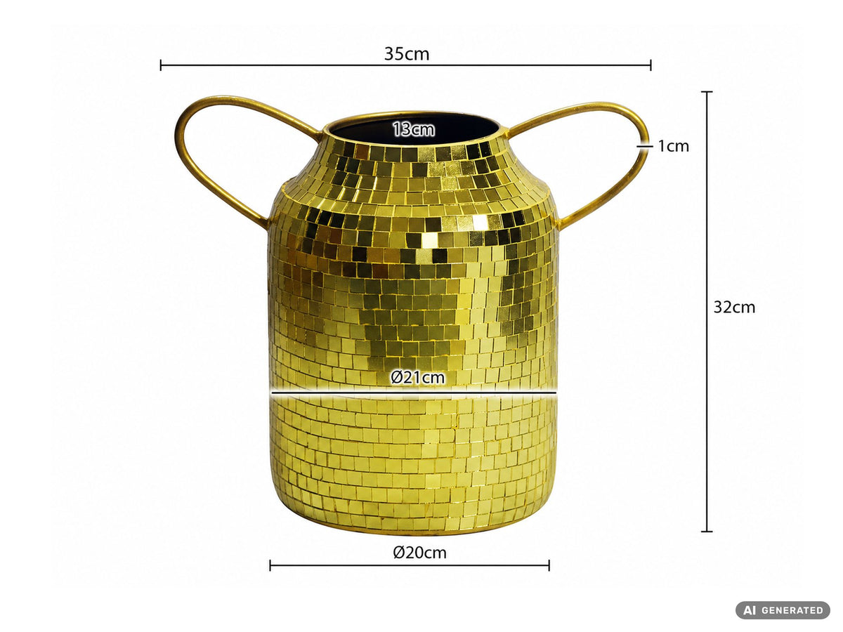 Tafelvaas Aluminium 32cm Goud - Bloemenvaas met Handvat