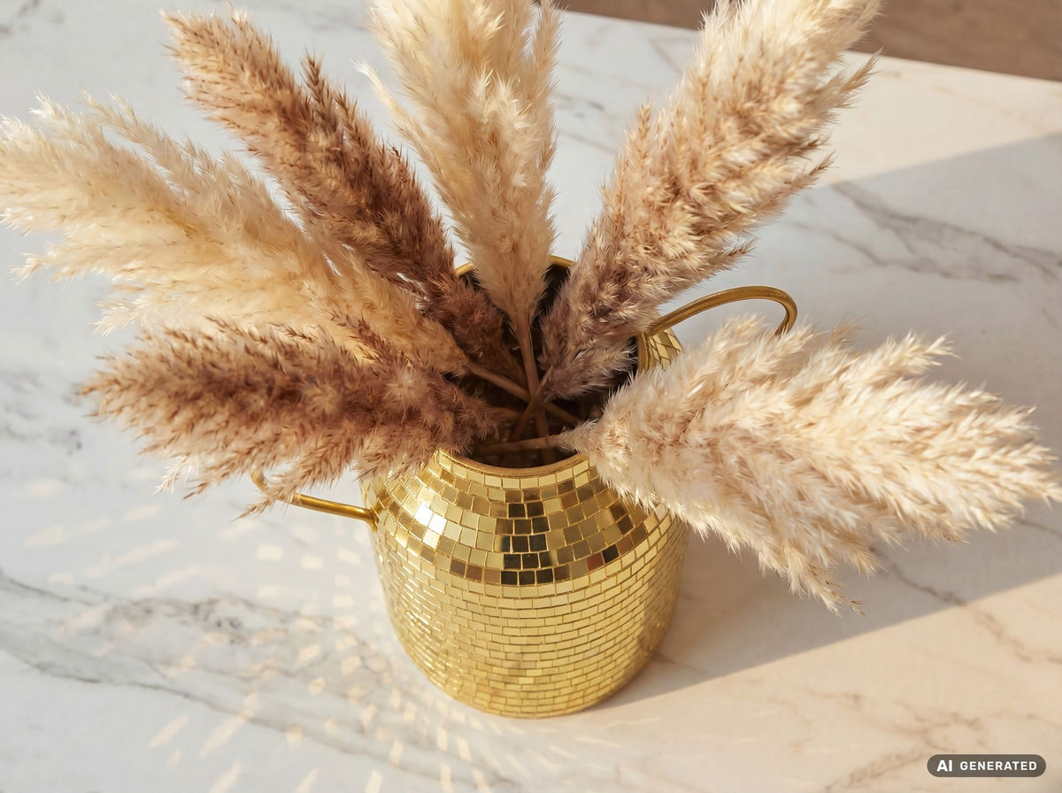 Tafelvaas Aluminium 32cm Goud - Bloemenvaas met Handvat