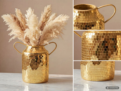 Tafelvaas Aluminium 32cm Goud - Bloemenvaas met Handvat