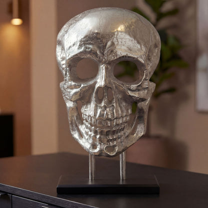 Staand decoratie Doodshoofd Aluminium Zilver 57 cm Schedel Groot