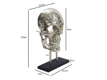Staand decoratie Doodshoofd Aluminium Zilver 57 cm Schedel Groot