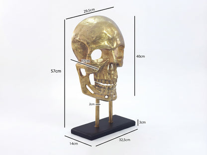 Staande decoratie Doodshoofd Aluminium Goud 57 cm Schedel Groot